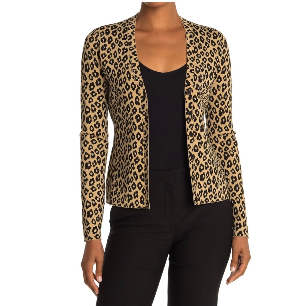 New Theory Leopard Print Button Front Cardigan - image 3
